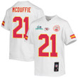 Trent McDuffie 21 Kansas City Chiefs Super Bowl LVII Champions Youth Game Jersey - White