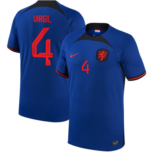 Virgil Van Dijk #4 Netherlands National Team 2022-23 Qatar World Cup Away Men Jersey