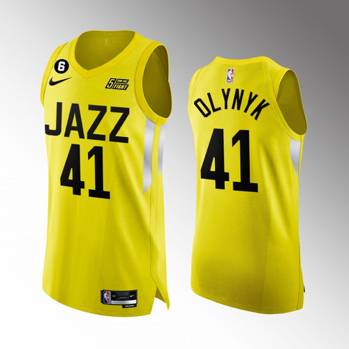Utah Jazz #41 Kelly Olynyk Yellow Jersey 2022-23 Icon Edition