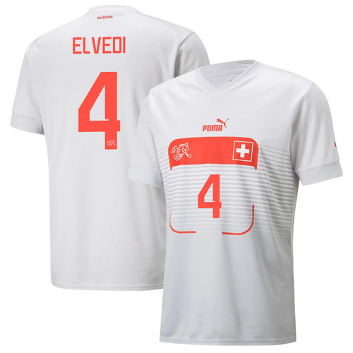 Switzerland National Team 2022-23 Nico Elvedi #4 Away Men Jersey - White