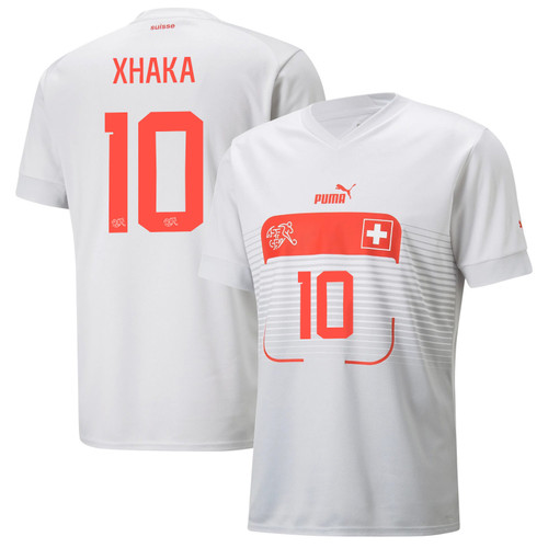 Switzerland National Team 2022-23 Granit Xhaka #10 Away Men Jersey - White