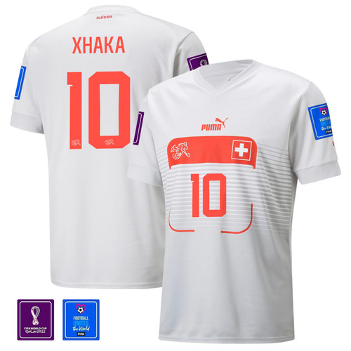 Switzerland National Team FIFA World Cup Qatar 2022 Patch Granit Xhaka #10 Away Men Jersey