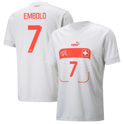 Switzerland National Team 2022-23 Breel Embolo #7 Away Men Jersey - White
