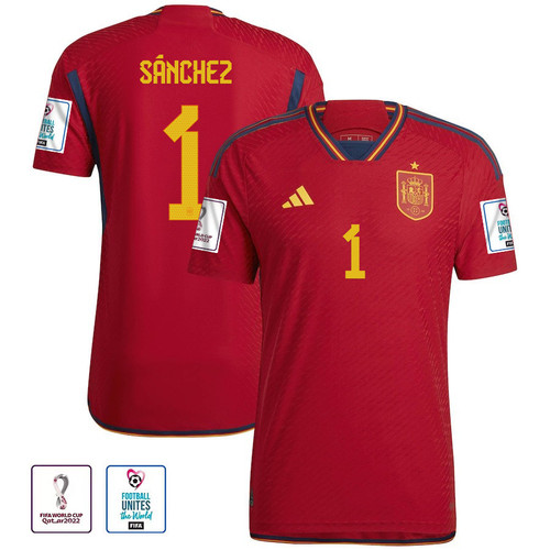 Robert Sánchez #1 Spain National Team 2022-23 World Cup Patch Home Men Jersey