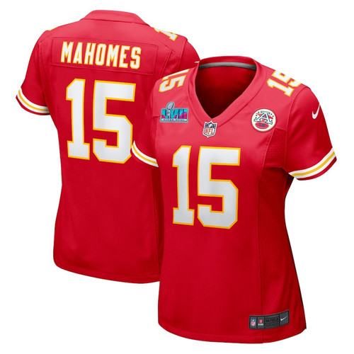 Patrick Mahomes 15 Kansas City Chiefs Women Super Bowl LVII Patch Game Jersey - Red