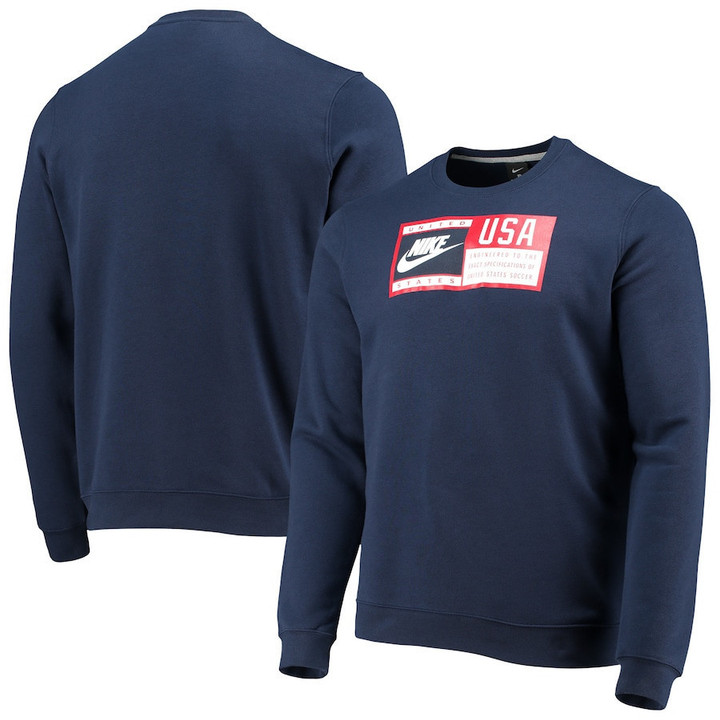 United States Club Fleece Crew Pullover Sweatshirt - Navy