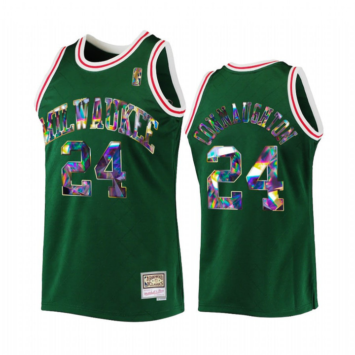 Milwaukee Bucks Pat Connaughton #24 Green NBA 75th Diamond Badge Men Jersey Throwback