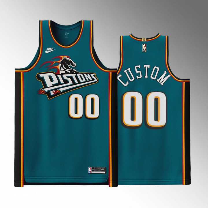 Custom 2022-23 Pistons #00 Classic Edition Jersey Teal Men