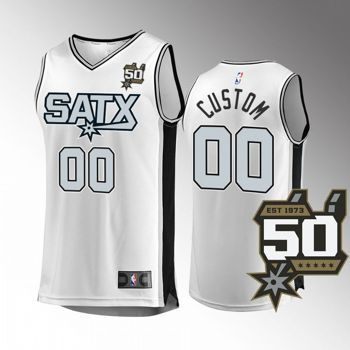 San Antonio Spurs #00 custom Fast Break Jersey 2022-23 50th Anniversary White Association Edition