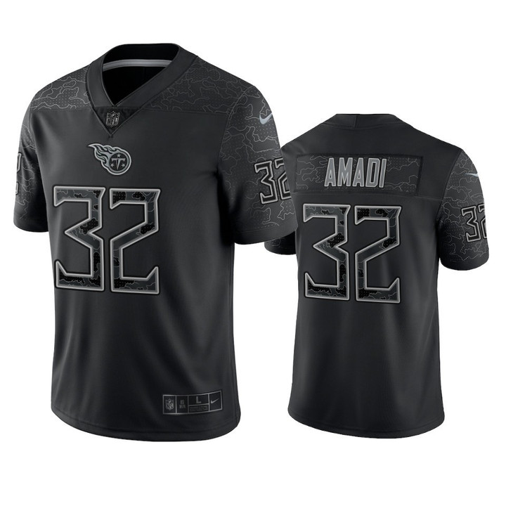 Ugo Amadi 32 Tennessee Titans Black Reflective Limited Jersey - Men