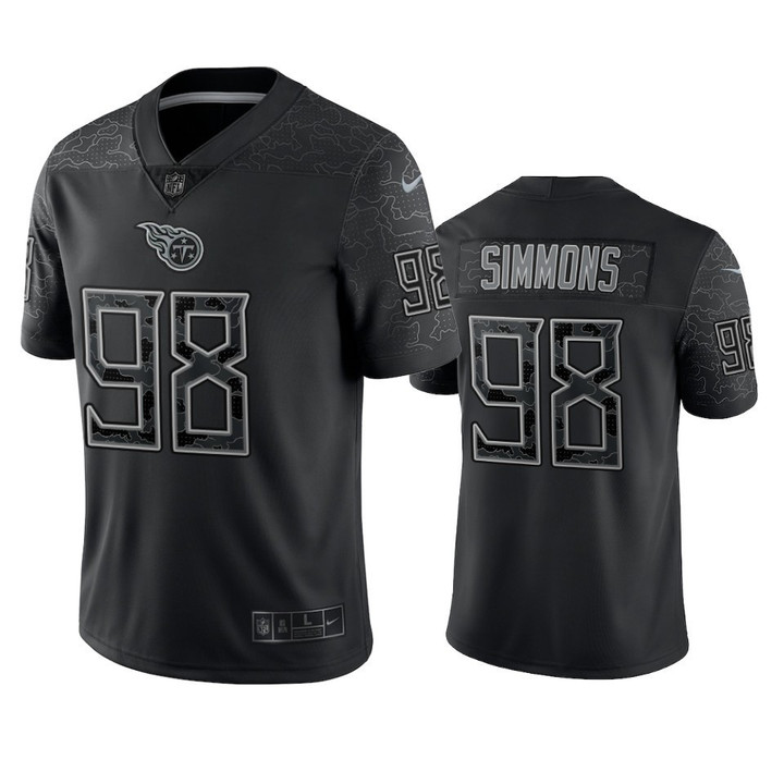 Jeffery Simmons 98 Tennessee Titans Black Reflective Limited Jersey - Men