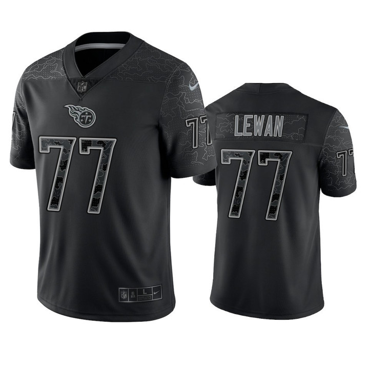 Taylor Lewan 77 Tennessee Titans Black Reflective Limited Jersey - Men