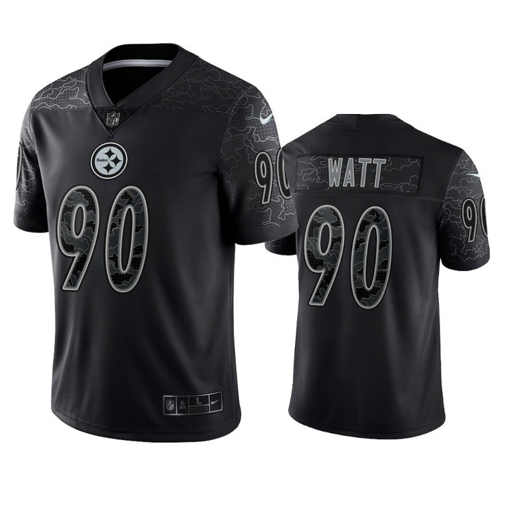 T.J. Watt 90 Pittsburgh Steelers Black Reflective Limited Jersey - Men