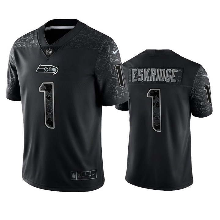 D'Wayne Eskridge 1 Seattle Seahawks Black Reflective Limited Jersey - Men