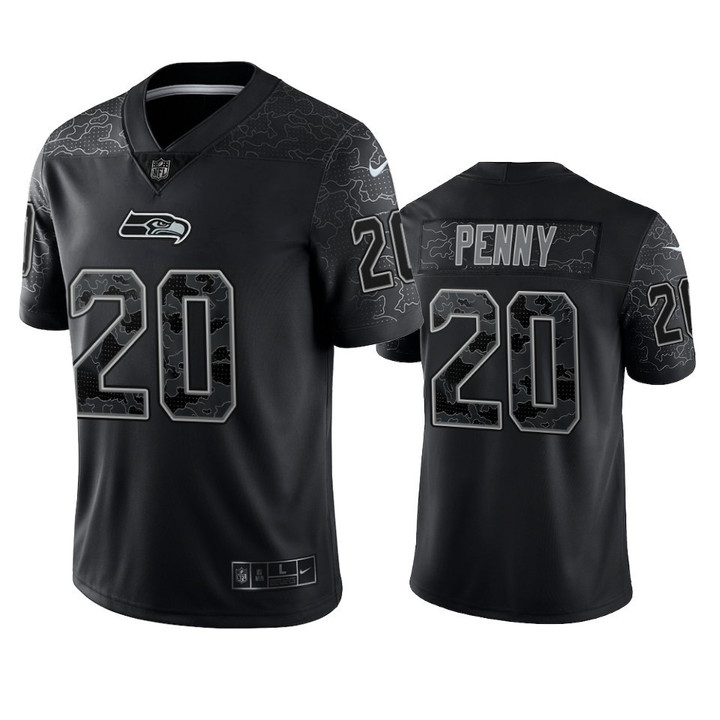 Rashaad Penny 20 Seattle Seahawks Black Reflective Limited Jersey - Men