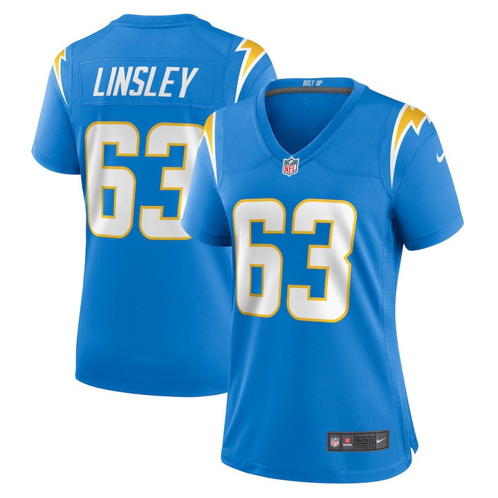 Corey Linsley 63 Los Angeles Chargers Women's Game Player Jersey - Powder Blue