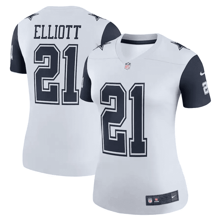 Ezekiel Elliott 21 Dallas Cowboys Women's Color Rush Legend Player Jersey - White