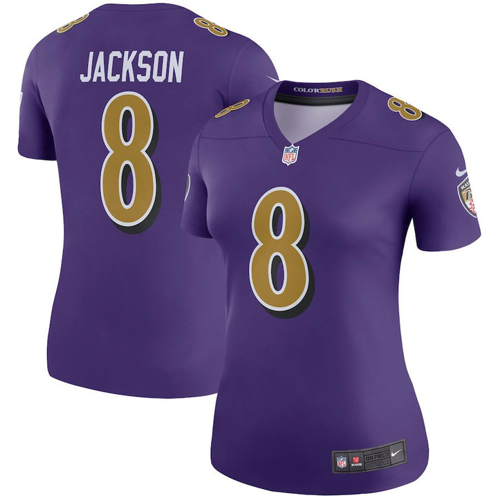 Lamar Jackson 88 Baltimore Ravens Women's Color Rush Legend Player Jersey - Purple