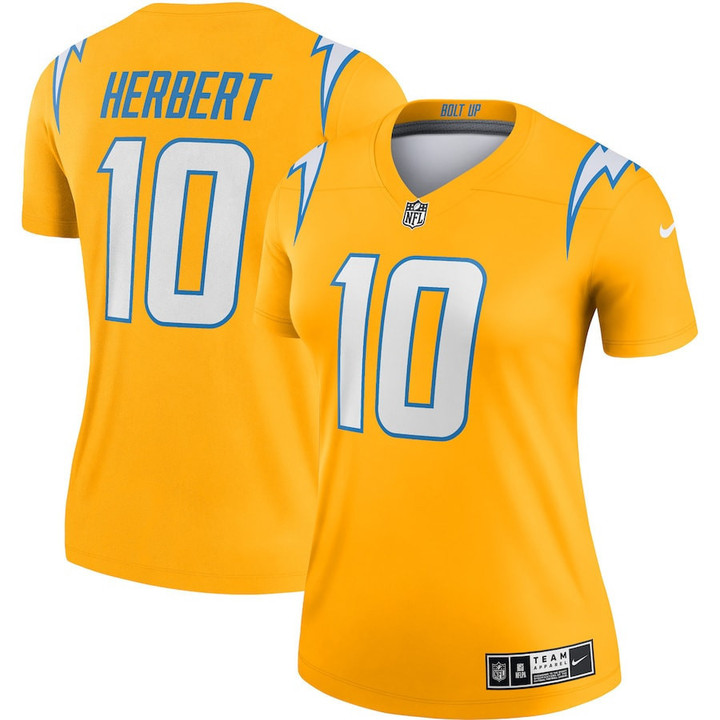 Justin Herbert 10 Los Angeles Chargers Women's Inverted Legend Jersey - Gold