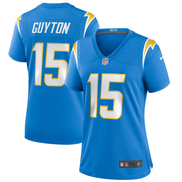 Jalen Guyton 15 Los Angeles Chargers Women's Player Game Jersey - Powder Blue