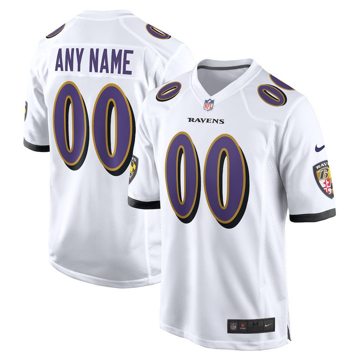 Baltimore Ravens Custom 00 Game Jersey - White