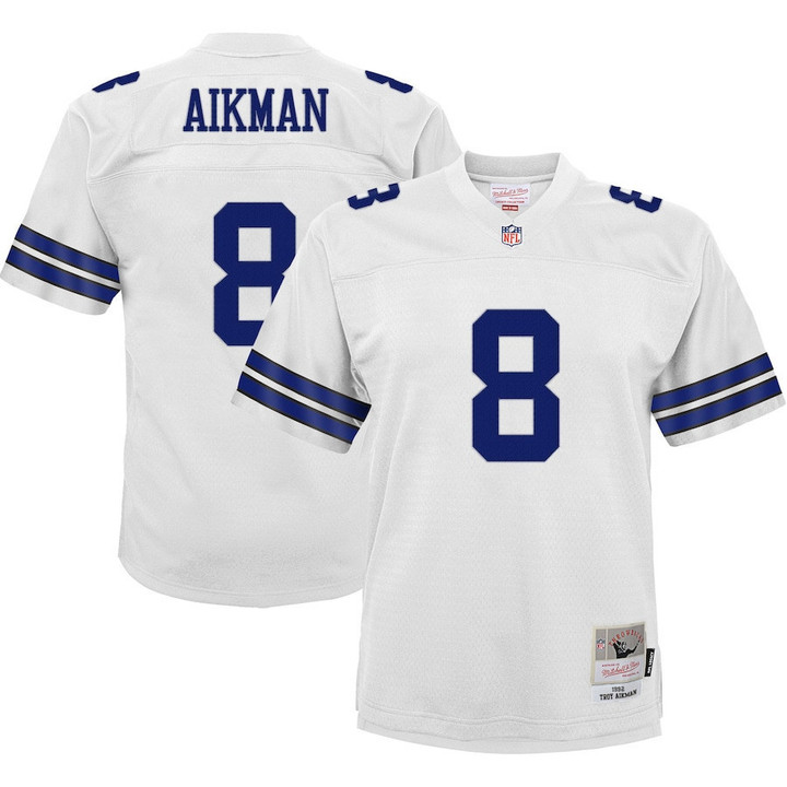 Troy Aikman 8 Dallas Cowboys Mitchell & Ness Youth Retired Player Legacy Jersey - White