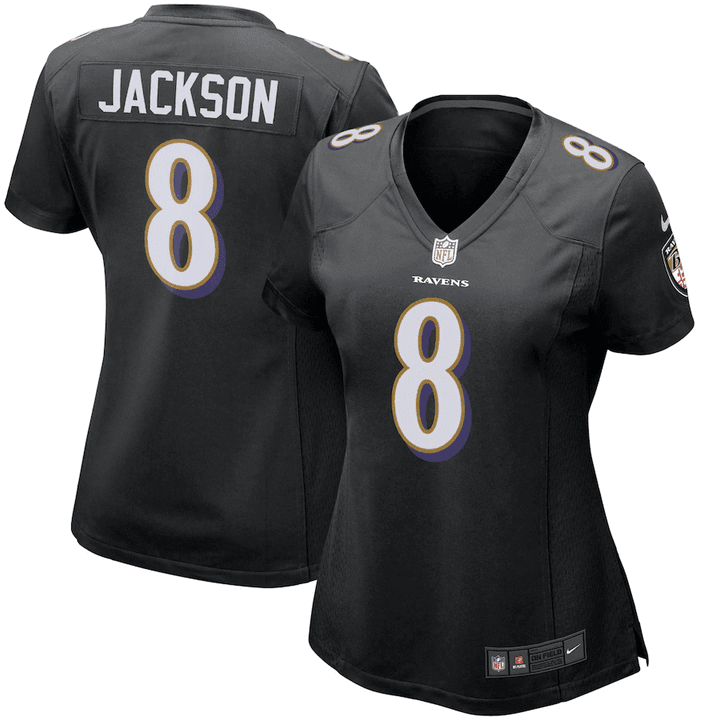 Lamar Jackson 8 Baltimore Ravens Women's Game Event Jersey - Black