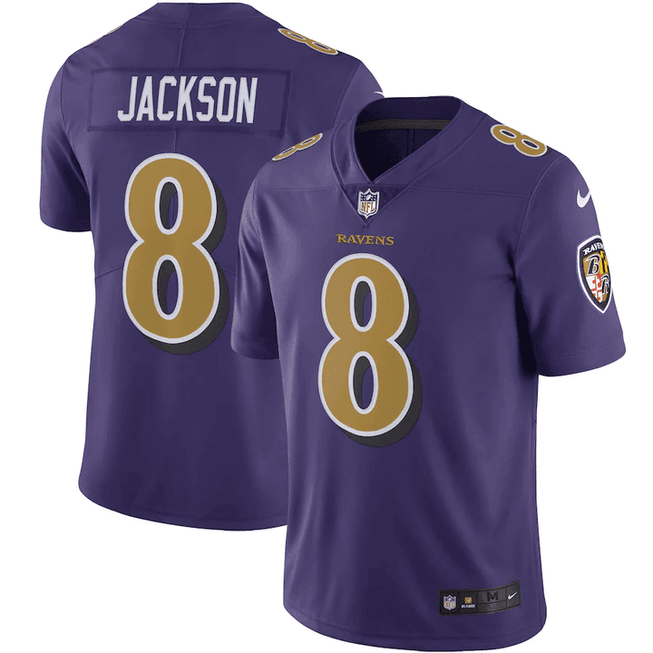 Lamar Jackson 8 Baltimore Ravens Color Rush Vapor Limited Jersey - Purple
