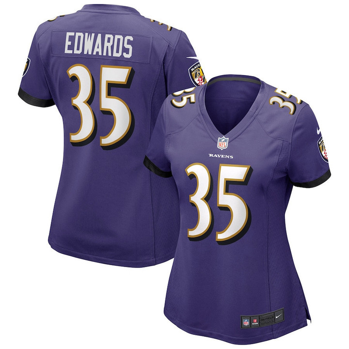 Gus Edwards 35 Baltimore Ravens Women's Game Jersey - Purple