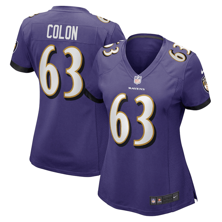Trystan Colon 63 Baltimore Ravens Women's Game Player Jersey - Purple