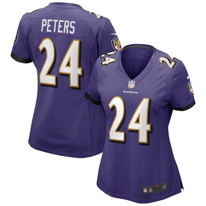 Marcus Peters 24 Baltimore Ravens Women's Game Jersey - Purple