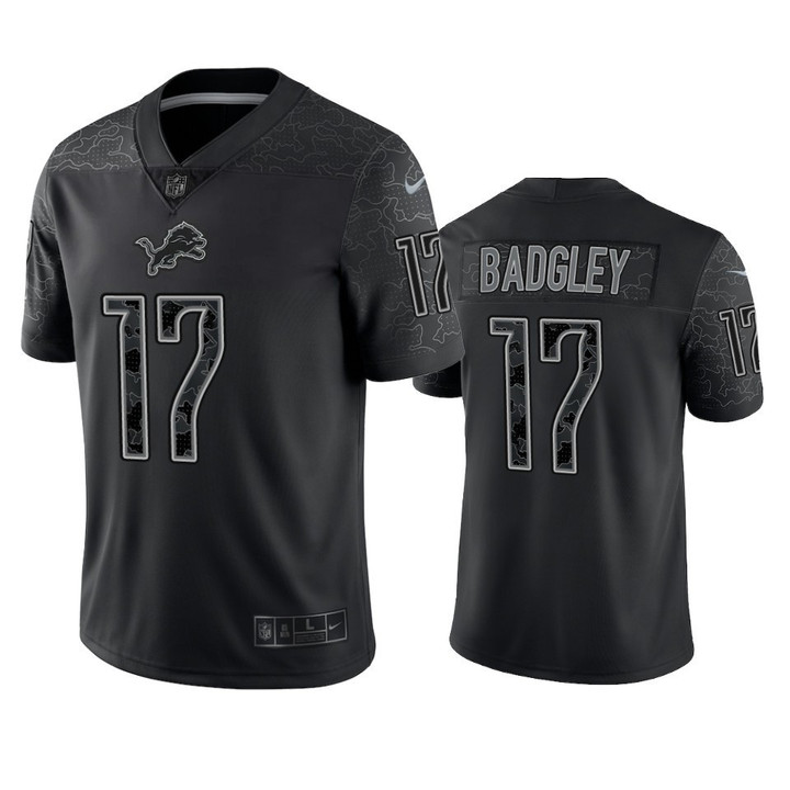 Michael Badgley 17 Detroit Lions Black Reflective Limited Jersey - Men