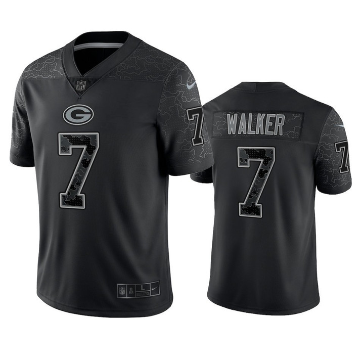 Quay Walker 7 Green Bay Packers Black Reflective Limited Jersey - Men