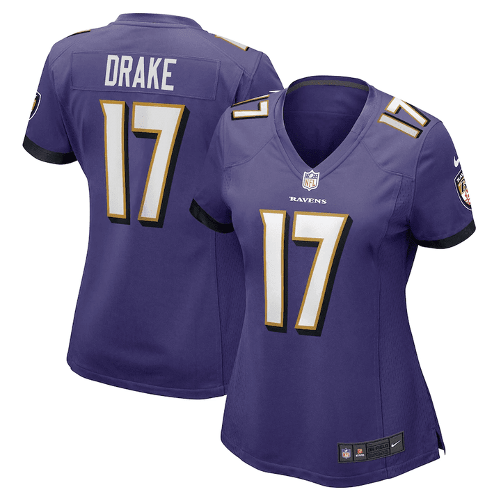 Kenyan Drake 17 Baltimore Ravens Women's Game Player Jersey - Purple