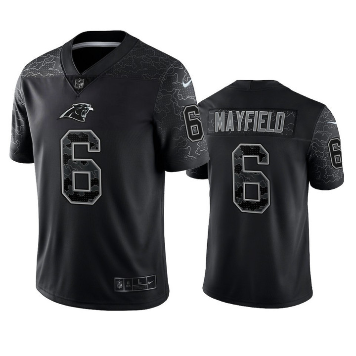 Baker Mayfield 6 Carolina Panthers Black Reflective Limited Jersey - Men