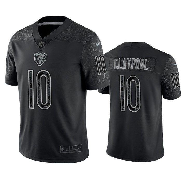 Chase Claypool 10 Chicago Bears Black Reflective Limited Jersey - Men