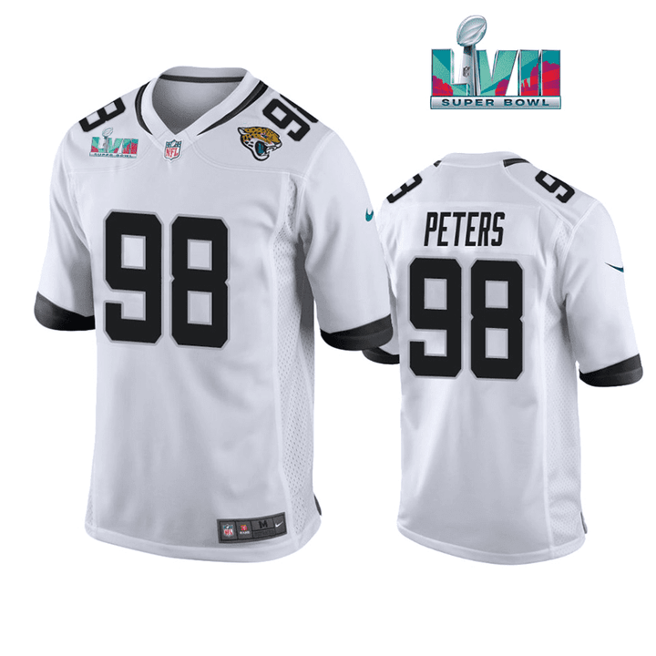 Corey Peters 98 Jacksonville Jaguars Super Bowl LVII Super Bowl LVII White Men Game Jersey