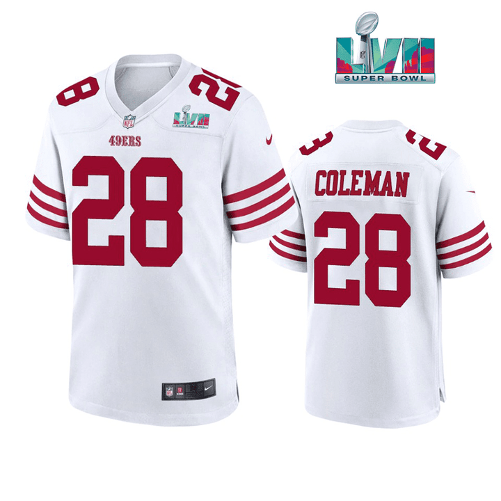 Tevin Coleman 28 San Francisco 49Ers Super Bowl LVII White Men Game Jersey