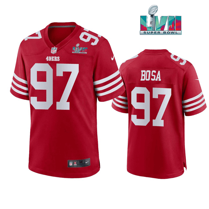 Nick Bosa 97 San Francisco 49Ers Super Bowl LVII Men Game Jersey- Scarlet