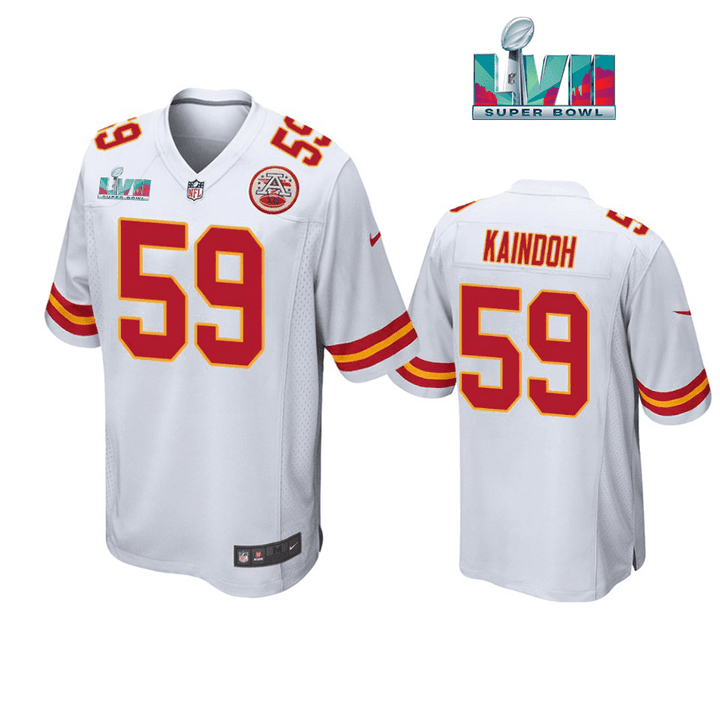 Joshua Kaindoh 59 Kansas City Chiefs Super Bowl LVII White Men Game Jersey