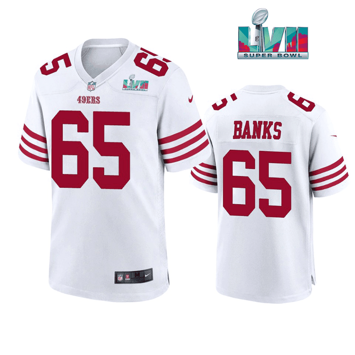 Aaron Banks 65 San Francisco 49Ers Super Bowl LVII Men Game Jersey- White