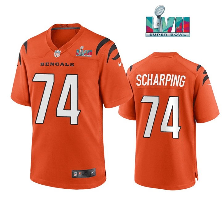 Max Scharping 74 Cincinnati Bengals Super Bowl LVII Men Game Jersey- Orange