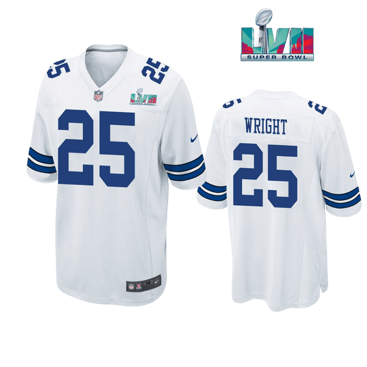 Nahshon Wright 25 Dallas Cowboys Super Bowl LVII Super Bowl LVII White Men Game Jersey
