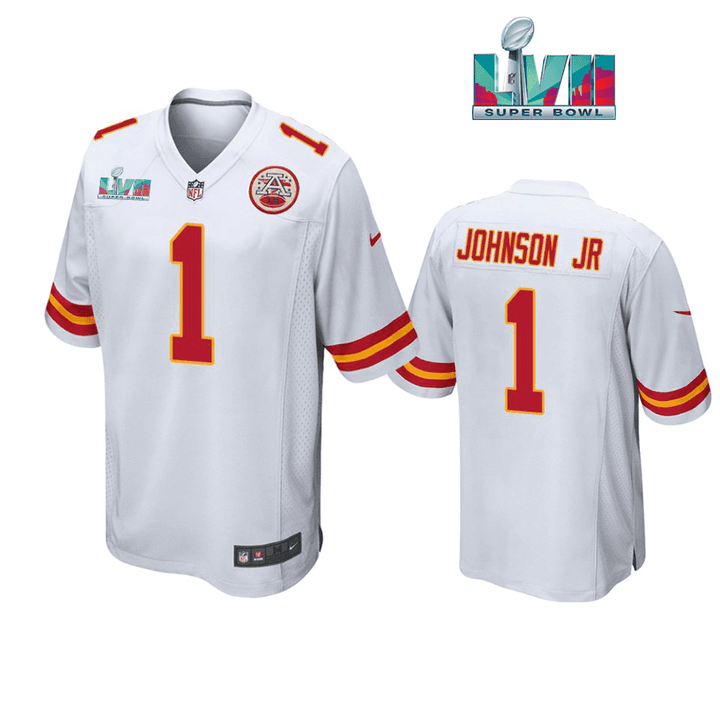 Lonnie Johnson Jr. 1 Kansas City Chiefs Super Bowl LVII White Men Game Jersey