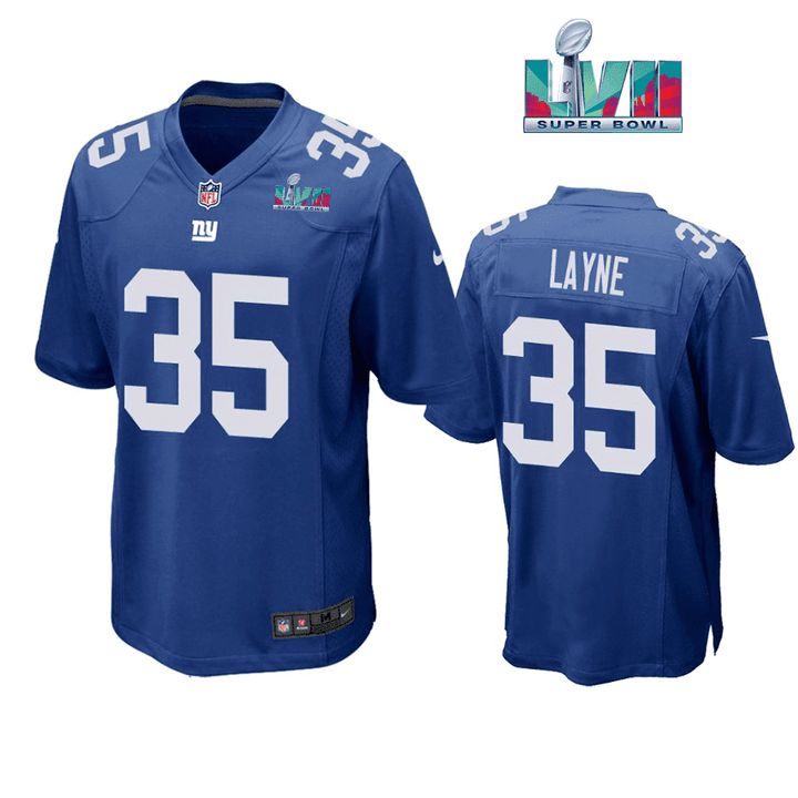 Justin Layne 35 New York Giants Super Bowl LVII Super Bowl LVII Royal Men Game Jersey