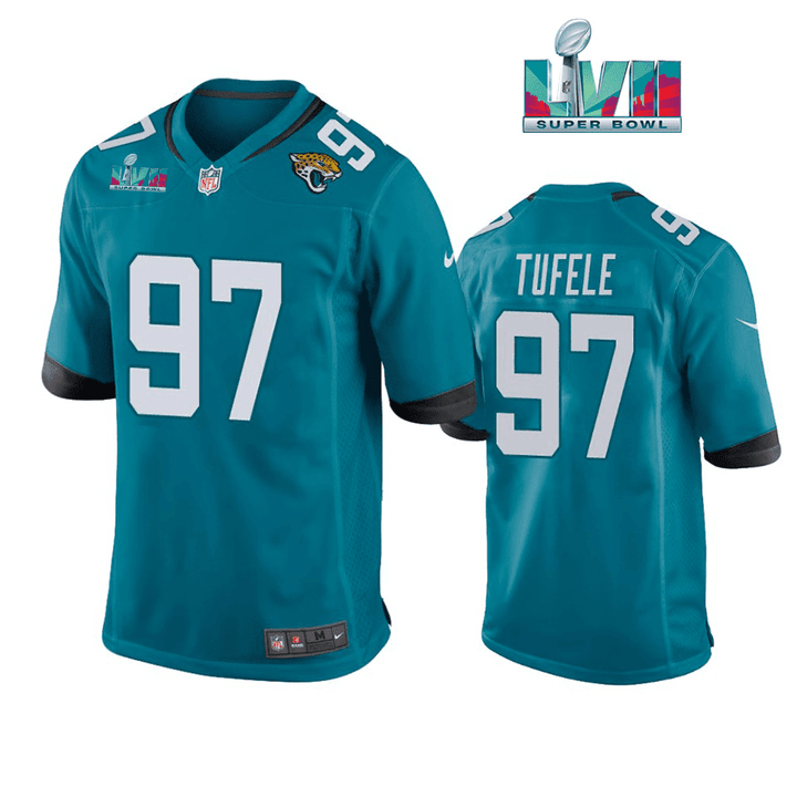 Jay Tufele 97 Jacksonville Jaguars Super Bowl LVII Super Bowl LVII Teal Men Game Jersey