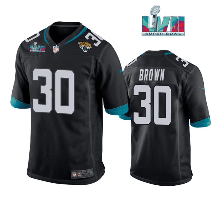 Montaric Brown 30 Jacksonville Jaguars Super Bowl LVII Super Bowl LVII Men Game Jersey- Black
