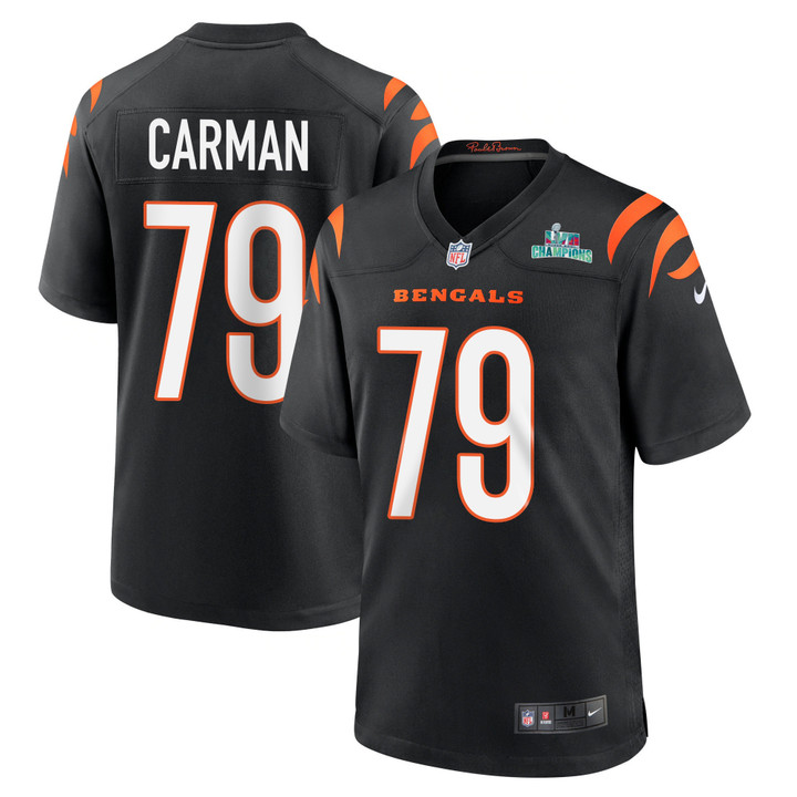 Jackson Carman 79 Cincinnati Bengals Super Bowl LVII Champions Men Game Jersey - Black