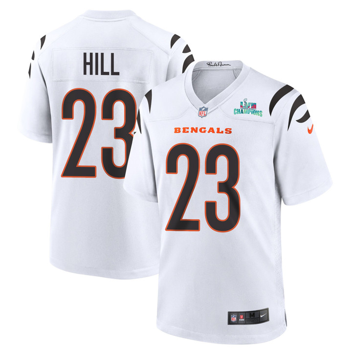 Dax Hill 23 Cincinnati Bengals Super Bowl LVII Champions Men Game Jersey - White