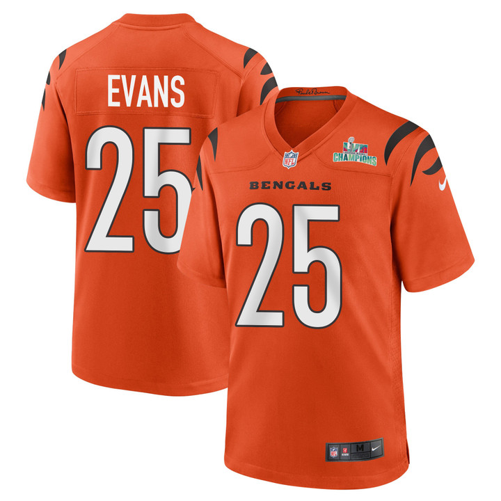 Chris Evans 25 Cincinnati Bengals Super Bowl LVII Champions Men Alternate Game Jersey - Orange